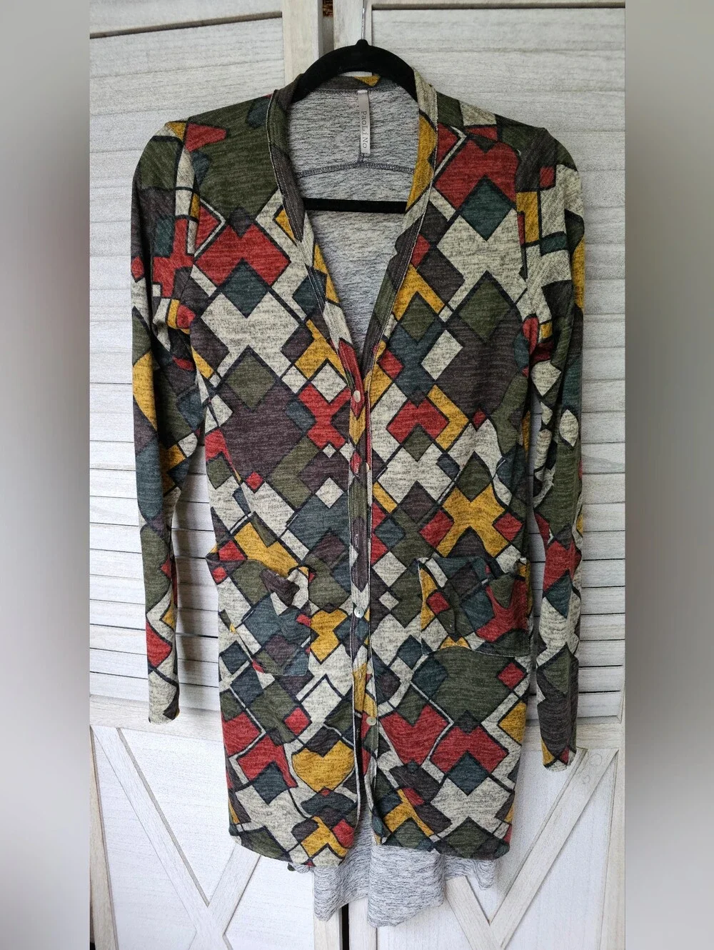 Paolino Geometric Print Button-Down Cardigan Sweater